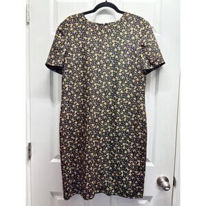 Vintage Talbots Women's Size 12 Black & Yellow Floral Zip Back Sheath Dress